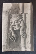 postcard England sculpture A Loughton head Nottingham? cathedral UK old unposted