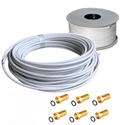 50 Meter Koaxialkabel 135 dB 4 fach geschirmt Sat HDTV Kabel 50m 135dB High Qual