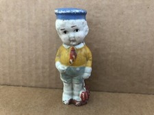 Vintage BISQUE Frozen Charlotte Penny Doll Japan SCHOOL BOY Books Tie Hat 37