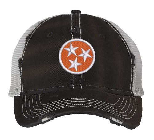 Tennessee Orange Trucker Hat – Distressed Tri-Star State Flag Cap - 第 1/8 張圖片