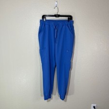 Jaanuu Scrub Bottoms Womens Medium Jogger Pants Blue Cargo Pockets Medical Nurse