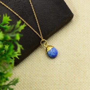 Authentic Natural Blue Sodalite drop Reiki Chakra Pendant Charms Necklace 18k Gold Plated