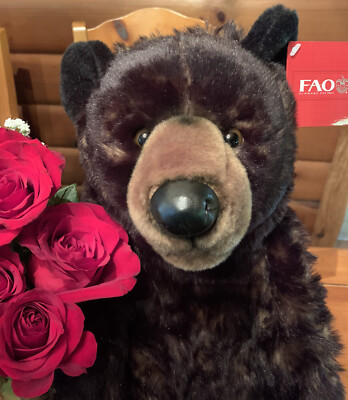 FAO SCHWARZ Black/Brown Bear 15 inch Plush TOYS-R-US 2015 Grizzly