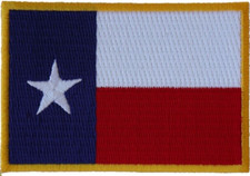 Texas Flag Gold Boarder Sew on Iron on Embroidered Patch 3" x 2"