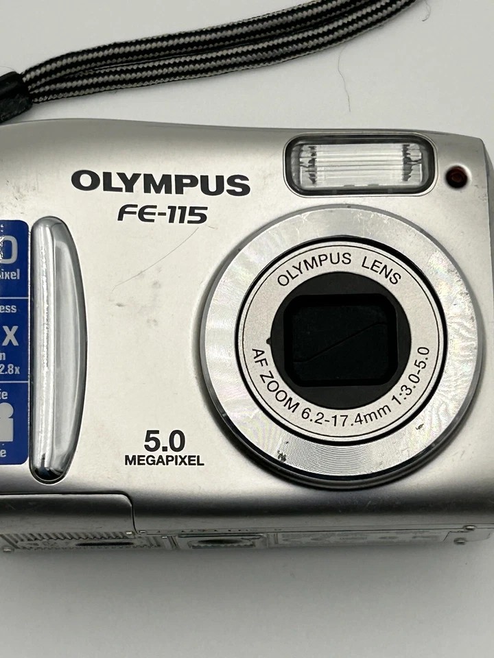 Olympus FE FE-115 5.0MP Digital Camera Silver TESTED Working W/Issues FOR PARTS - Image 3 of 4