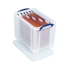 Plastic Storage Box Lidded Durable Really Useful 19L Clear Office Unit RUP80213