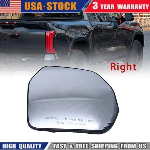 RH Mirror Glass Heat＆Blind Spot Fit Toyota Tundra Sequoia 3.4L V6- Electric/Gas