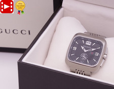 🎦New Batt [MINT w/Box] GUCCI Coupe 131.3 Black Dial Small Second Qz Men's JAPAN