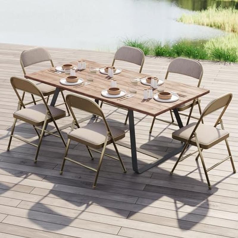 как выглядит Folding Chairs 4 Pack Comfortable Cushioned Design Indoor Outdoor Use Events фото