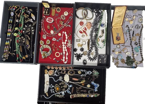 ANTIQUE VINTAGE ART DECO ART NOUVEAU JEWELRY LOT - COSTUME SILVER GOLD FILLED