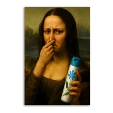 Mona Lisa Pinched Her Nose Poster Canvas Art Poster Wall Art Picture Print