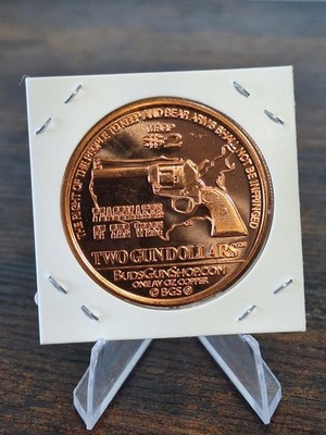 RARE Date 2012 1AV oz Copper NORFED Second Amendment Two Gun Dollars Peace Maker