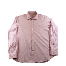 Burberry Brit Mens XXL Pink White Gingham Check Button Down Shirt Long Sleeve