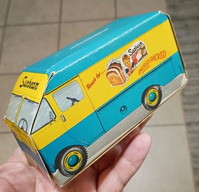 RARE 1960s SUNBEAM BREAD Cardboard TRUCK COIN BANK - ''It's Better Whipped!''