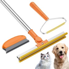Rastrello per Tappeti 3 in 1 per Depilazione Animali Domestici, Set di Attrezzi da 3, 55" Manico Lungo Carpe...