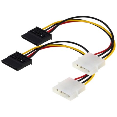 2X New IDE/Molex 4-Pin Female To Serial ATA SATA 15-Pin Male Power Adapter Cable