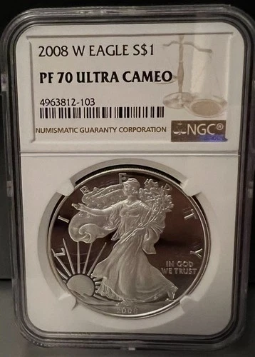 2008 W American SILVER EAGLE NGC PF70 ULTRA CAMEO Perfect Grade - Mirror Finish!