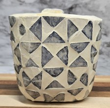 Martha Stewart Home Toothbrush Holder Mosaic Geometric Blue White Handmade Look