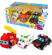 Pinkfong The Brave Super Rescue Team Police Car Ambulance Fire Truck Toy Set