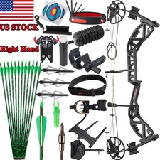 Archery RH Compound Bow 30-70lbs Let off 75% & Carbon Arrows for Hunting Shoot
