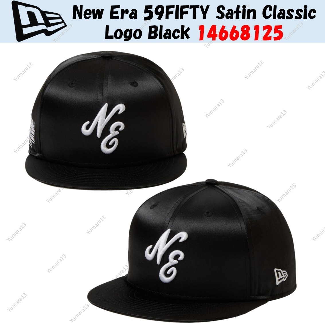 New Era 59FIFTY Satin Classic Logo Black 14668125 | eBay