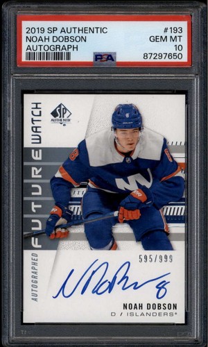 2019-20 SP Authentic 193 Noah Dobson Rookie RC Auto 595/999 Future Watch PSA 10