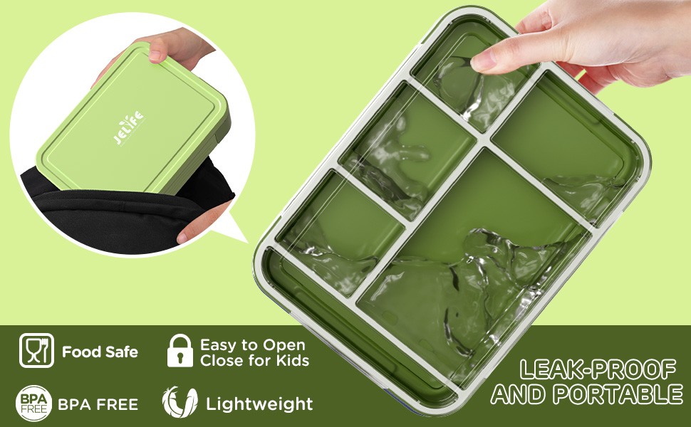 Bento Box Kids Lunch Box - 1450ml Lar Leakproof 6 partments