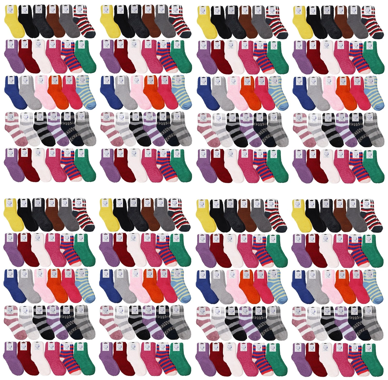 120 Units of Women's Solid Colored Fuzzy Socks Assorted Colors, Size 9-11