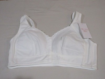 NWT Moona Bra Front Closure Womens White Sz Lg Wireless Wide Strap Lace