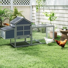 Outdoor 80'' Wooden Chicken Coop 2-Tire Hen House Poultry Pet Hutch Nest Box
