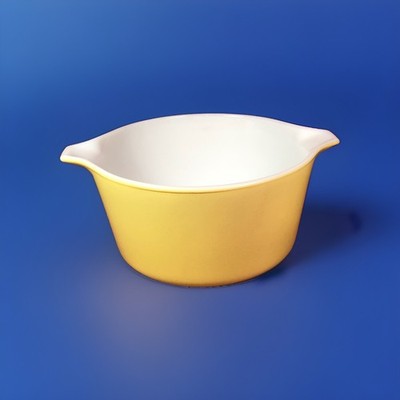 Vintage PYREX 473 1 Quart Round Dish Yellow Green Color No Lid.