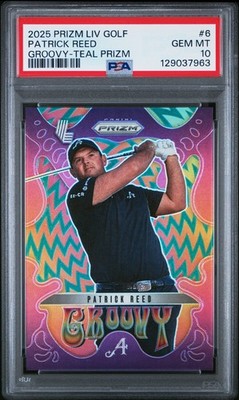 PATRICK REED 2025 PANINI PRIZM LIV GOLF TEAL GROOVY SP 62/275 PSA 10 GEM MINT