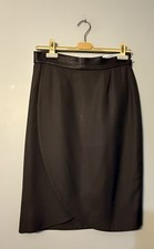 Vntg New GIANFRANCO FERRE Skirt Women's 44 Chocolate Zip Pencil Leather Belt