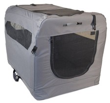 PortablePET SoftSided Portable Dog Crate Medium 24in x 16in x 16in Gray