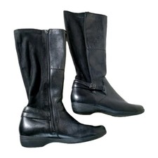 Dansko-Francesca Tall Leather Stretch Boot Women Size 8.5-9 EUR 39 Black