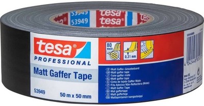 tesa Reg Gaffer Klebeband schwarz matt 50 m x 50 mm Gewebeband