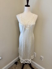 Vanity Fair Vintage Slip Dress White Lace Nylon Size 36 Large