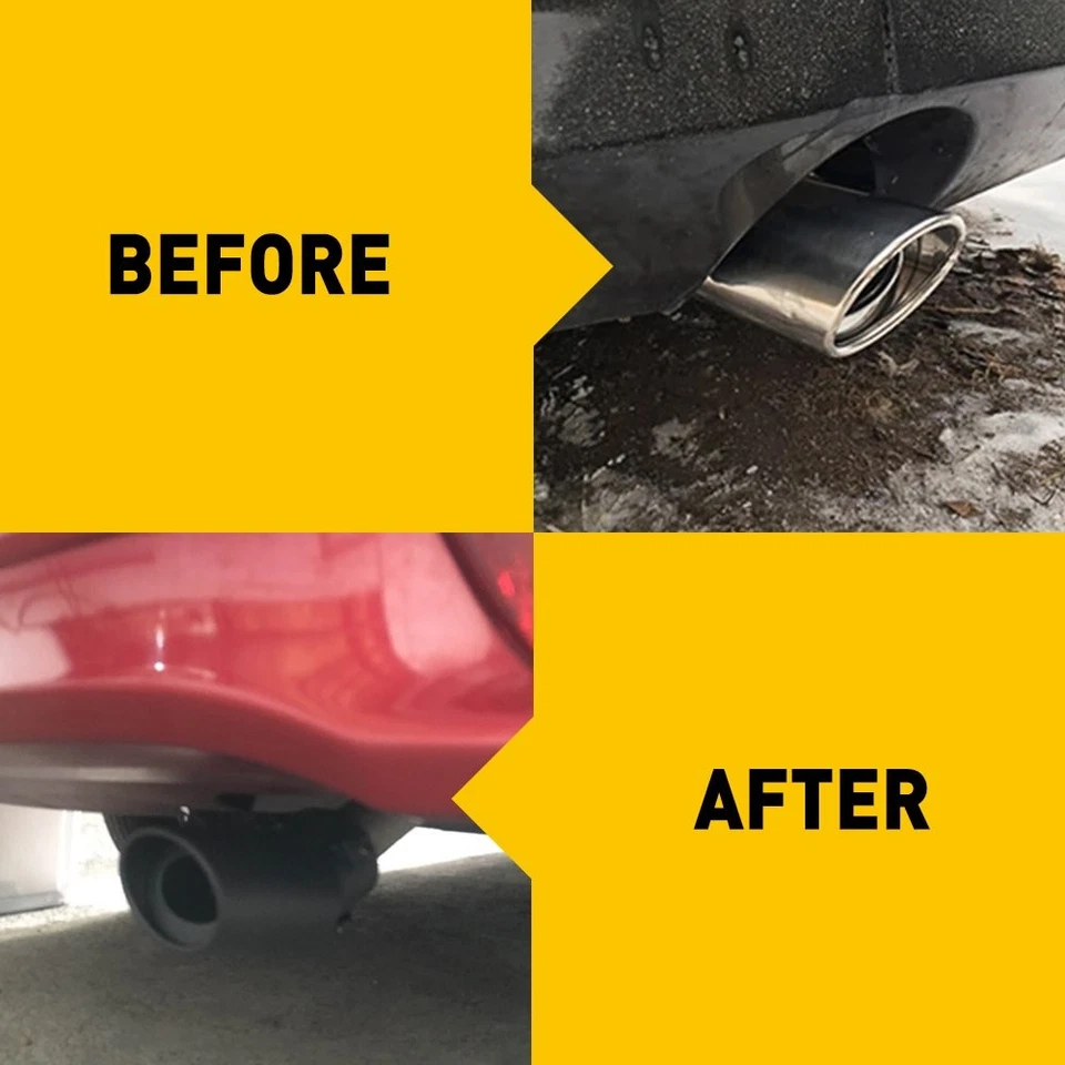 Car Dual Exhaust Tip Pipe Tail Muffler Tip Stainless Steel Replace Black Kit 1X - Image 4 of 4