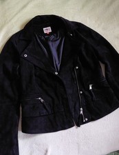 Neuwertig Tolle Only Echtleder Jacke Echtes Wildleder Schwarz Gr.38