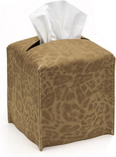 Tissue Box Cover Square, 5.12X5.12X5.12 PU Leather Tissue Boxes Holder, Decorati