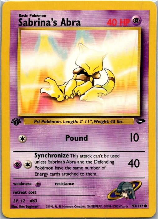 Sabrina's Abra (93) Gym Challenge 093/132 NM 1st Edition