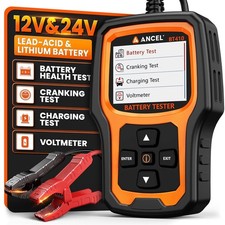 ANCEL BT410 12V 24V Car Battery Tester for Lead-Acid Lithium Batteries, 100-20