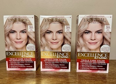 Lot Of 3 L'Oréal Excellence Crème Triple Care Hair Color Light Ash Blonde