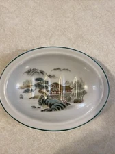 VTG BEN RICKERT Inc. Oval Soap Dish Oriental Landscape Fine China Made in Japan