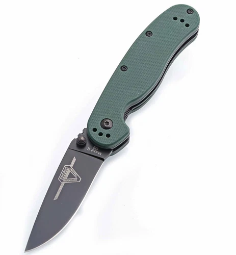Ontario Rat 2 Small Version Green G10 D2 Steel Blade Pocket Knife With Clip Kniv