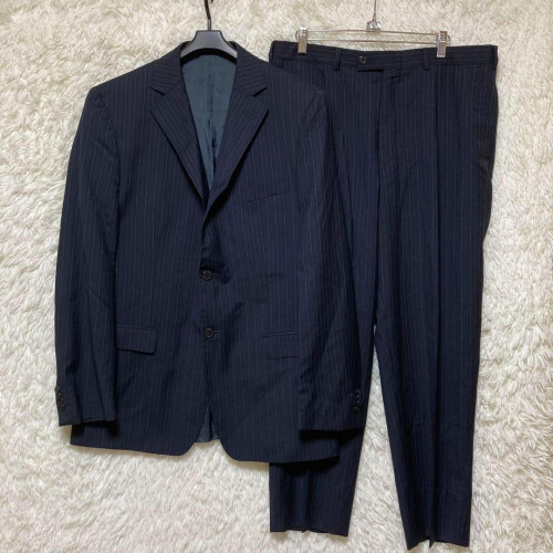 Zegna Men's Suit Set, Striped, Navy, 52