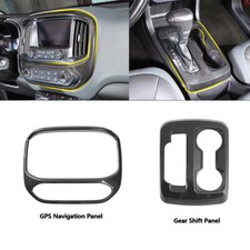 2x Center Console Gps Navigation Gear Shift Cover Trim For Colorado 2014 Carbon