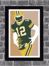 Green Bay Packers Aaron Rodgers Portrait Sports Print Art 11x17