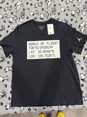 Nike Air Jordan World of Flight Shibuya Tokyo T-Shirt Tee Size XL Black New  NWT