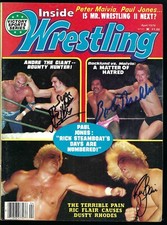 2RF47  Graham  Ric Flair  Bob Backlund  signed Wrestling Magazine  w/COA